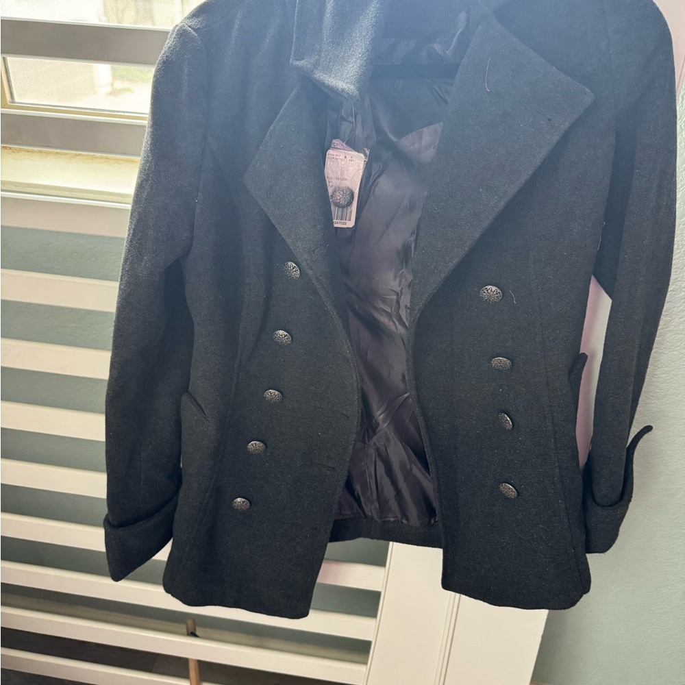 Women's Black Double-Breasted Coat